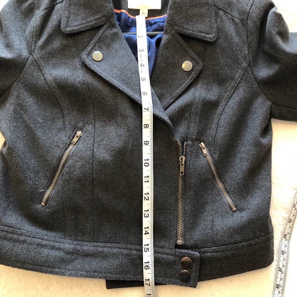 Wool blend Moto-style Cropped asymmetric zip Jacket - Picture 6 of 9
